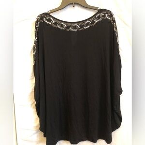 1X JLO Embellished Black Women's Top - Elegant Scoop Neck